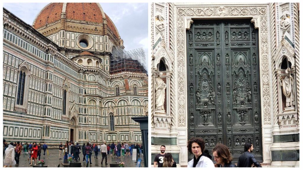 The intricate bronze Baptistery doors & duomo