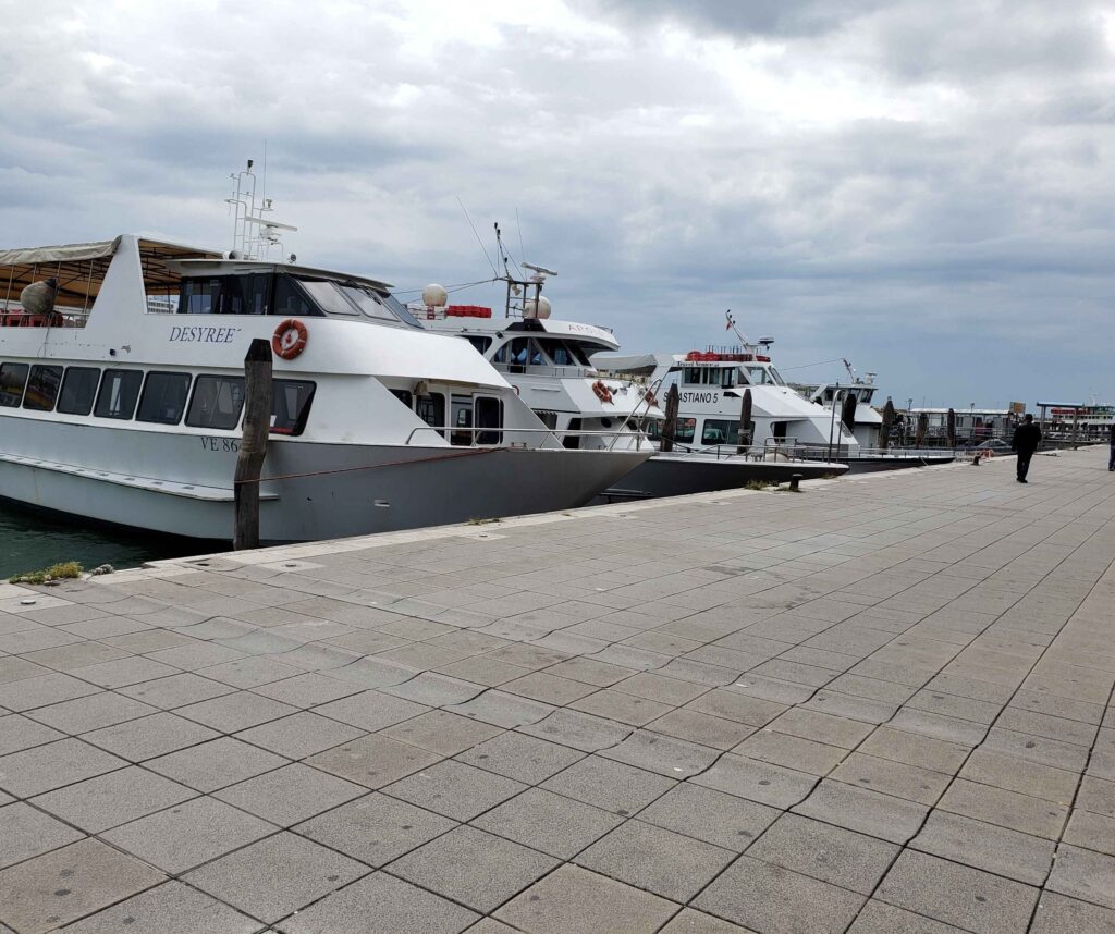 The Vaporetto boats docked