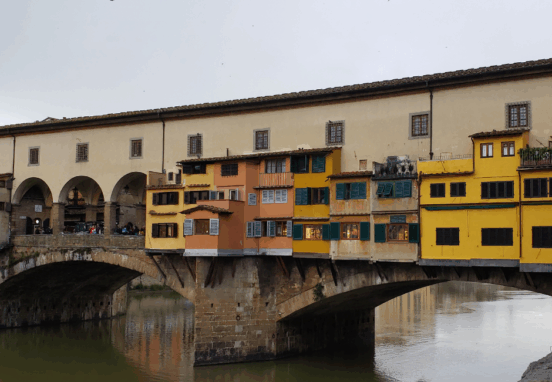 the Ponte Vecchio bridge at dusk