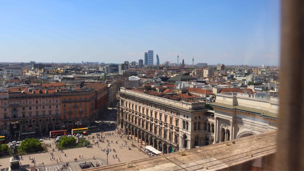View of Milan city from the rooftop terraces of the Duomo di Milano